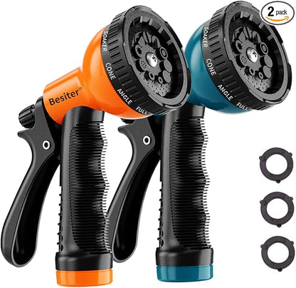 Garden Hose Nozzle Sprayer: 2 Pack 10 Watering Patterns Spray Nozzles Heavy Duty Hose Head Hose Attachment