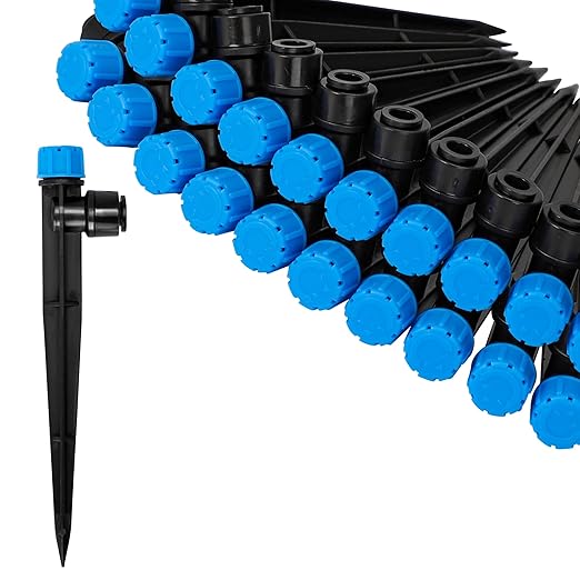 MIXC Quick Connector Drip Emitters for 1/4" Tubing, Adjustable Flow, 360° Fan-Shaped Sprayer (Drip Emitter Stream, 20 Packs)