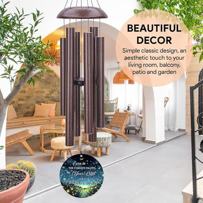 Personalized Sympathy Wind Chimes, 36inch Customized Wind Chime, Memorial Gifts for Loss of Loved One, Wind Chimes in Loving Memory of Dad/Mom, Condolences Gifts for Funeral