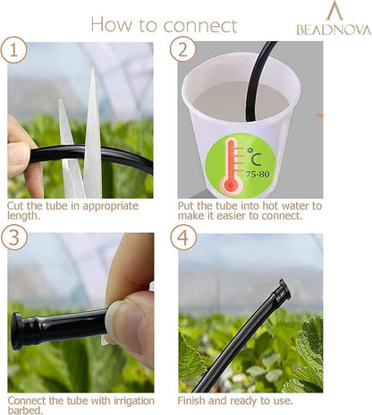 BEADNOVA Drip Irrigation Parts 60 Pcs 1/4 Inch Barbed End Plugs Goof Plugs Fittings Drip Line Connectors for 1/4 Inch Irrigation Tubing Garden Watering System (60pcs)