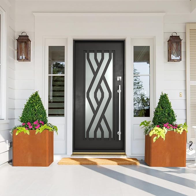 Corten Steel Large Square Planter 26"x26"x26, Cube Metal Planter Pot with Drainage Holes for Outdoor, Large Flower Pots for Patio Deck and Yard