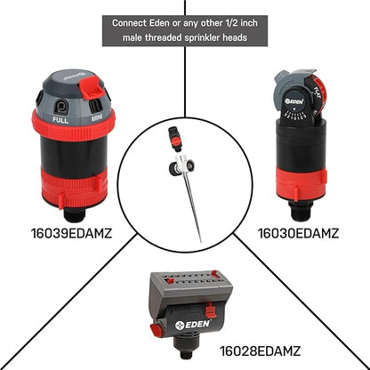Eden 96998 1/2 Inch Zinc Flow-Through Lawn Sprinkler Spike Base (3-Pack); Sprinkler Heads Sold Separately