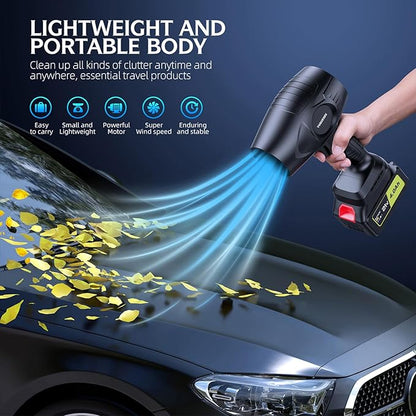 980,000 RPM Cordless Leaf Blower - 21V Electric Handheld Leaf Blower with 2×4.0Ah Batteries & Fast Charger - Lightweight for Patio, Lawn, Yard, Deck Cleaning