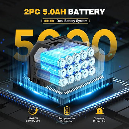 GEVEELIFE 2025 Upgraded Leaf Blower Cordless-800000 RPM Turbo Jet Blower with 2×5.0Ah Batteries & Fast Charger，Handheld Blower for Patio,Leaves, Lawn, Yard, Dust,Snow,Car Cleaning