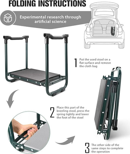 Garden Kneeler and Seat Heavy Duty, Upgraded Foldable Gardening Stool - Widened to 10" Stable Wear-resistant Prevent Knee and Back Pain, Beautiful Logo high-end 2 Large Tool Bags Gift for Women