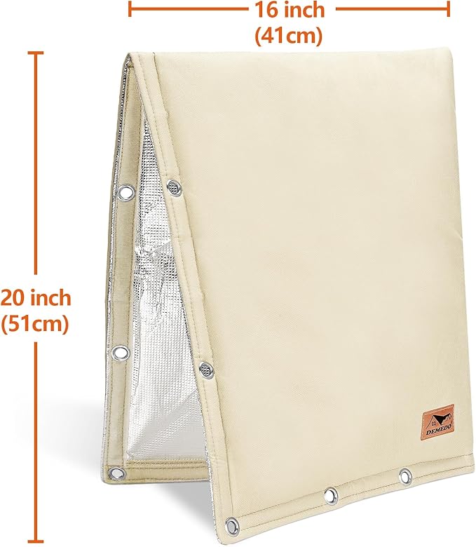 Backflow Preventer Insulation Cover - 2 Way Opening Pipe Insulation Cover for Irrigation Valve, Sprinkler Cover for Outside - Winter Freeze Protection Backflow Cover - 16" W x 20" H, Beige