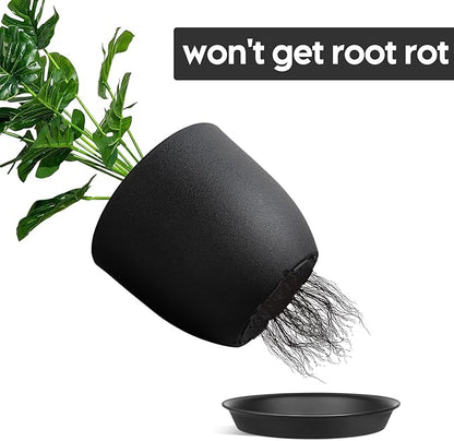 Plant Pots 8 Inch Set of 4, Flower Pots with Multi Mesh Drainage Holes, Planters for Indoor Outdoor Garden Plants and Flowers (Black)