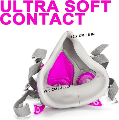 RANKSING Respirator Mask with Filters and Glasses to Against Dust Gases Fumes in Painting Spraying Sanding Orange/Pink