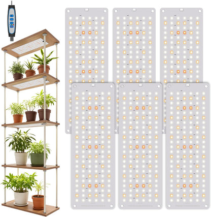 Garpsen Grow Lights for Indoor Plants, 882 LEDs Full Spectrum Plant Light with 5 Dimmable Levels & 3 Color Modes, Grow Lamp with Auto Timer 6/12/16H for Under Cabinet Plant & Plant Stand(6Panels)