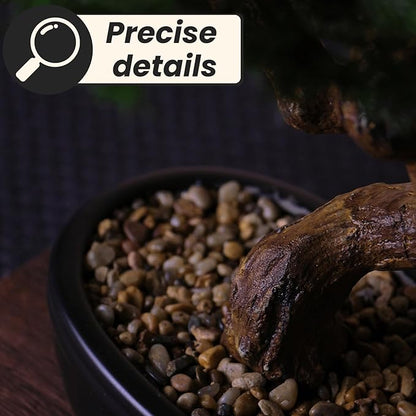 Artificial Bonsai Tree 16" Tall with Realistic Wood and Ceramic Pot Fake Plants Cypress Juniper Pine Zen Faux Plants for Home Bedroom Office Bathroom Japanese Decor