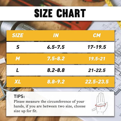 HANDLANDY Men Leather Gardening Gloves, Utility Work Gloves for Mechanics, Construction, Driver