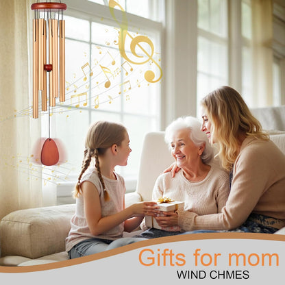 Large Wind Chimes for Outside – 37" Aluminum Windchimes Outdoors for Garden, Patio Decor, Memorial Gifts for Mom, Sympathy Gift for Loss of Loved One, Sister Gifts for Birthdays, Mother's Day(Gold)