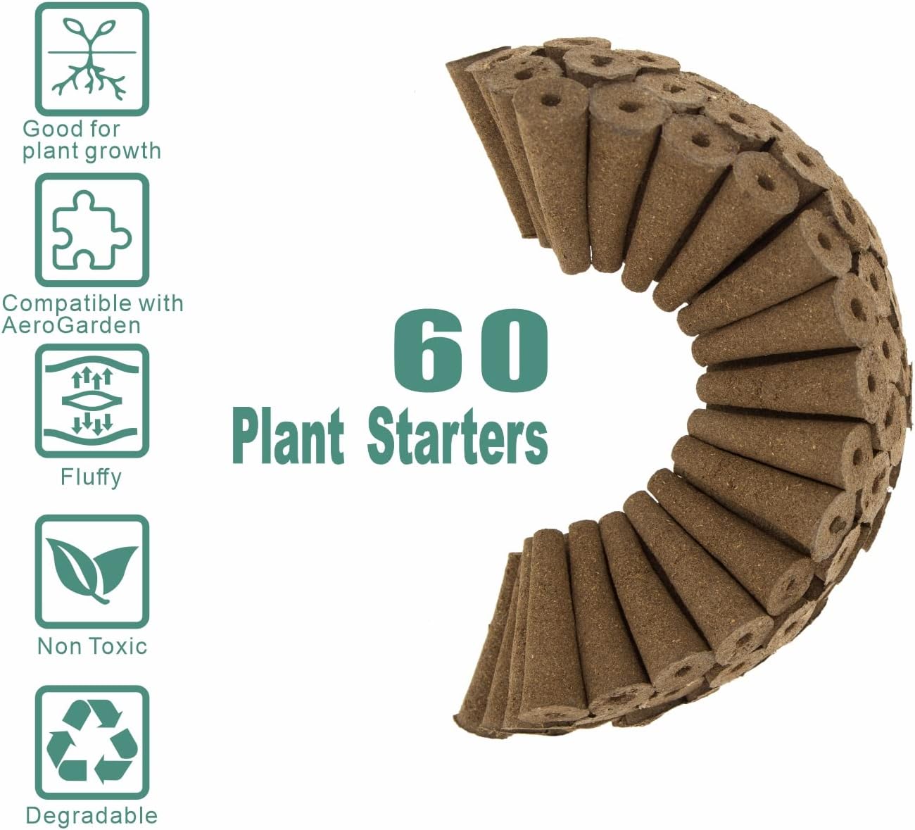 Grow Sponges 60 Pack, Hydroponics Sponge Compatible with Aerogarden, iDOO