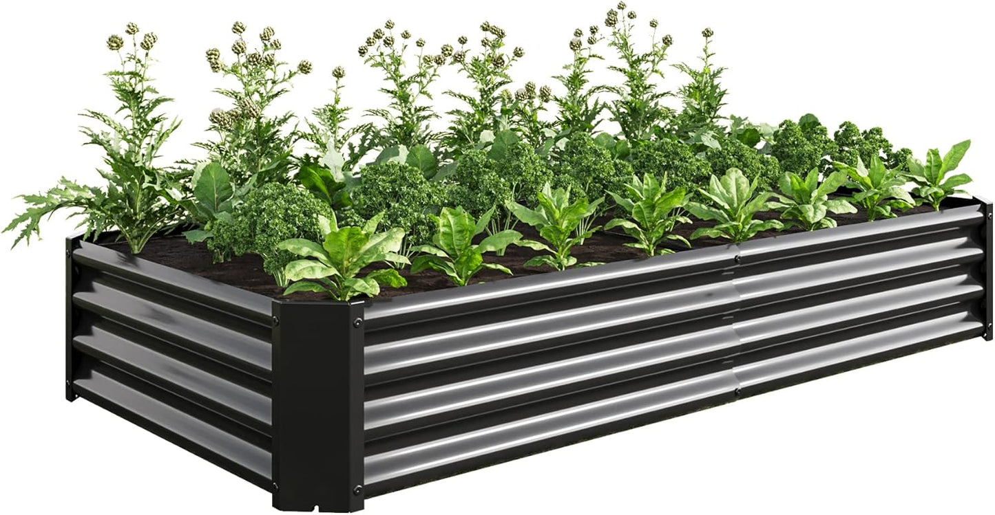 Galvanized Raised Garden Bed for Vegetables,Planter Raised Garden Boxes Outdoor,Metal Raised Garden Beds Steel Kit for Vegetables Flower Herb Patio Black Rectangle