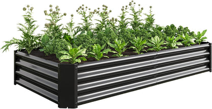 Galvanized Raised Garden Bed for Vegetables,Planter Raised Garden Boxes Outdoor,Metal Raised Garden Beds Steel Kit for Vegetables Flower Herb Patio Black Rectangle