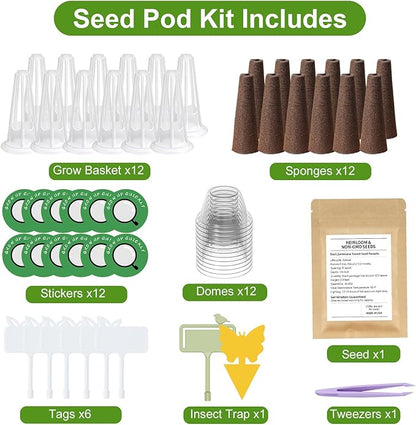 12-Pod Gourmet Herb Seed Kit Compatible with All Hydroponics, Hydroponic Growing Kit with Seeds & Grow Sponges – Indoor Garden Starter Set for Fresh Herbs & Vegetables (Salad Mixed Seed)