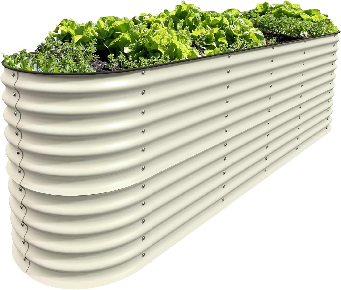 Olle Galvanized Planter for Vegetables 12-in-1 Large Metal Raised Bed Gardening Kit for Outdoors 32" Tall Size 5X5 Feets 8X2 Feets 4x8 Raised Garden Bed, Ivory
