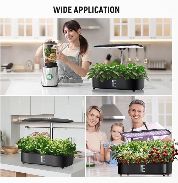 NEEWER Basics Hydroponics Growing System Kit with LED Plant Light/3 Growing Modes/12 Pods/Timer/LCD/Smart Quiet Pump, Touch Light Planter for Herb Garden Vegetables Flowers Indoor Gardening, HGS01