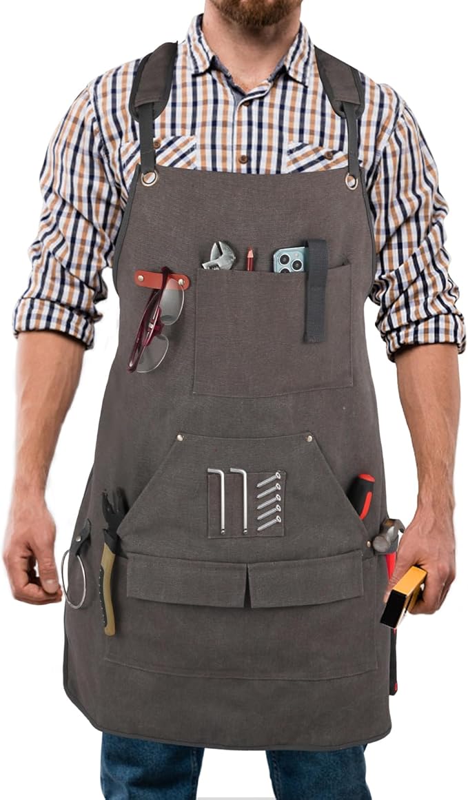 Multi-Functional Men's Tool Apron, Multi-Pocket Canvas Apron, Woodworking, Mechanic, Blacksmith, Waiter Work Apron