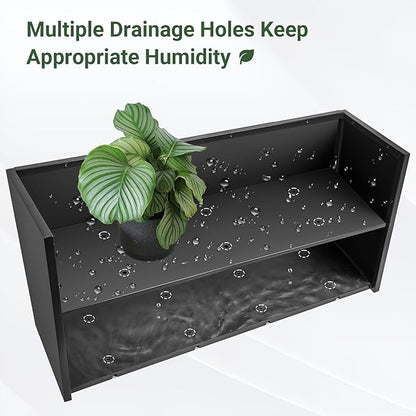 Metal Planter Box 46” x 16” x 16”, Tall Planter Box with Removable Insert Shelf, Black Steel Planter Heavy Duty for Porch, Garden, Patio, Yard