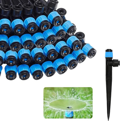 20PCS Drip Emitters for 1/4" Drip Irrigation Tubing, Drip Irrigation Emitters with Stake Adjustable 360 Degree Water Flow Drippers Garden Irrigation Drippers for Garden Patio Lawn Flower Bed