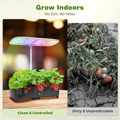 Kingsyard Smart Hydroponics LED, 48W Indoor Garden Grow System, Visible 5L Tank Quiet Pump Auto Timer Kit 15 Pods Herb Seed Starter for Veggies & Salad Greens Plants