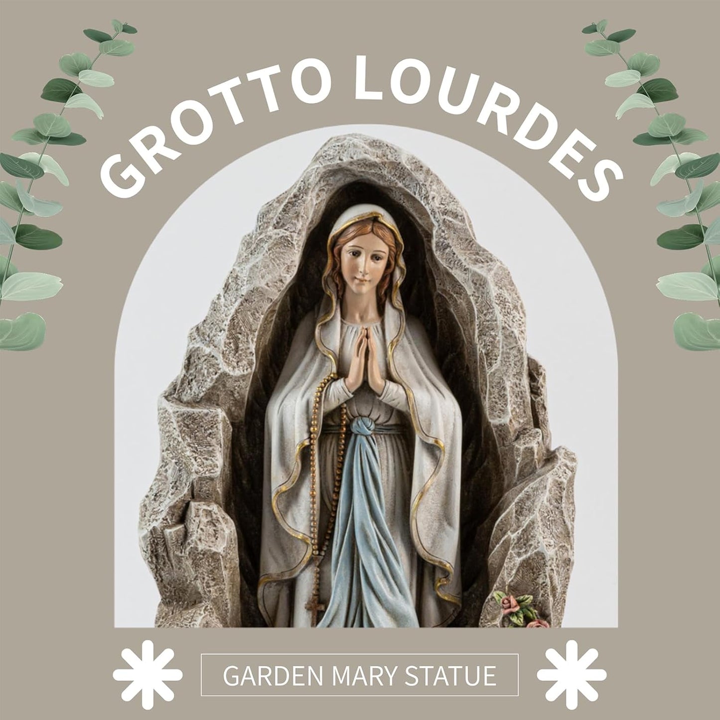 Our Lady of Lourdes Statue - 18 Inches Virgin Mary Statue Catholic Garden Decor, Our Lady of Lourdes Grotto Sculpture for Home Yard Patio Lawn Hallway Decor