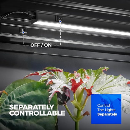 Barrina Plant Grow Lights, 5000K Full Spectrum Daylight White, T5 LED Grow Light Strips, 1ft Growing Lamp with Magnetic Bar, Plant Lights for Indoor Plants, Greenhouse, Black Cover, Linkable, 8 Packs