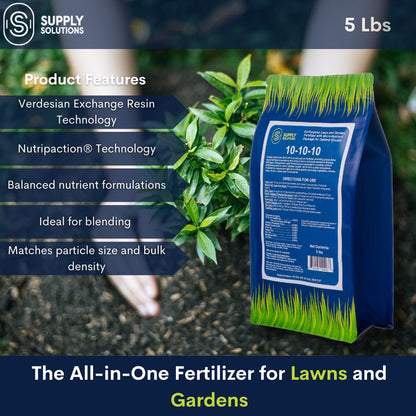 Supply Solutions 10-10-10 Complete Lawn & Garden Granular Fertilizer with Micronutrients – Balanced NPK Plant Food for Soil Health, Blooms & Roots – Safe for Vegetables, Fruits, Lawns (5 Pounds)