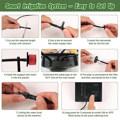 Automatic Drip Irrigation System, Plant Self Watering Devices for Vacation,Auto Plant Waterer,Drip Irrigation Timer for Potted Plants Indoor Garden Greenhouse (15 Pots,Adjustable Dripper)