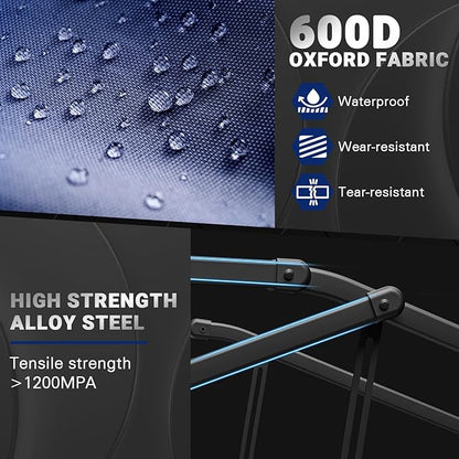 LEVELEVE Heavy Duty Folding Wagon - 2-in-1 Collapsible Cart, 650lb Capacity, All-Terrain Wheels w/Brakes & Side Pockets (Blue)