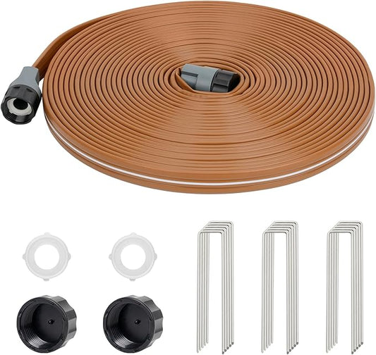 LINEX Sprinkler Soaker Hose 50 ft for Garden, Watering Hose with Holes, High-Efficiency Sprinklers System for Lawn and Garden with Staples