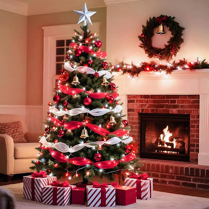 75.8 FT 200 LED Red and White Christmas Lights Outdoor Indoor, Timer & Memory Function & 8 Modes, Extendable Green Wire, Waterproof Fairy Twinkle Lights for Xmas Tree Holiday Party Garden Yard Decor