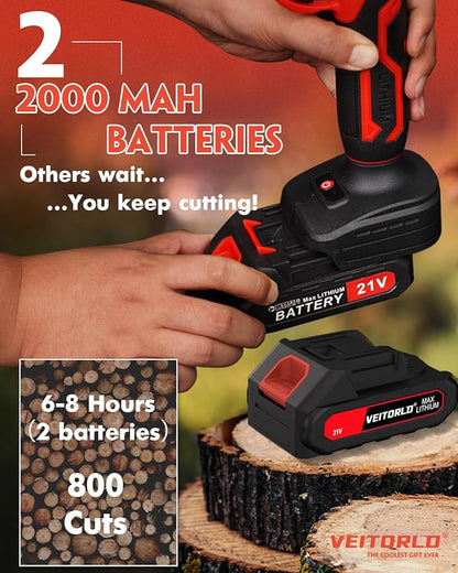 VEITORLD 20V Electric Pruning Shears, Garden Shears, 30mm 1.2'' Cutting Diameter Portable Cordless Branch Cutter Tree Trimmer with LCD Display＆Replaceable Blades (Included 2Pcs 2.0Ah Batteries)