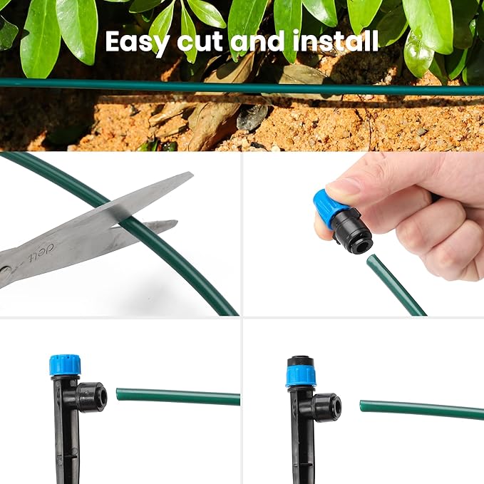 100FT 1/4 inch Drip Irrigation Tubing Blank Distribution Garden Watering Tube Line for DIY Quick-Connect Drip Irrigation Parts and Drip Systems, Green