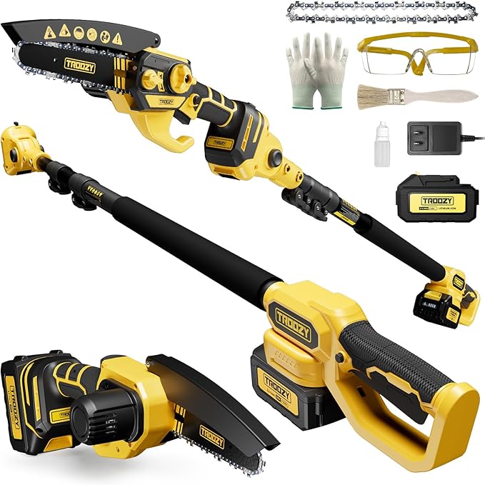 Cordless Pole Saw & Mini Chainsaw 2-in-1, 6-inch Brushless Electric Tree Trimmer,Tree Cutter for Outdoors Pruning & Wood Cutting, Battery Included