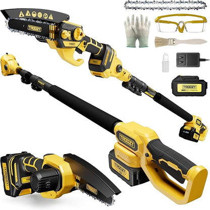 Cordless Pole Saw & Mini Chainsaw 2-in-1, 6-inch Brushless Electric Tree Trimmer,Tree Cutter for Outdoors Pruning & Wood Cutting, Battery Included