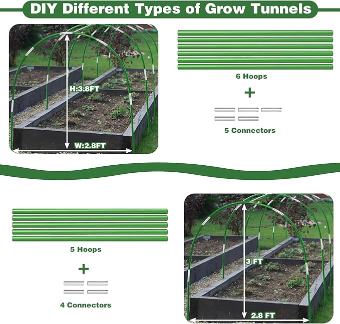 Garden Mesh Netting Kit, 10x33FT Ultra Fine Mesh Netting with 6 Sets Fiberglass Garden Hoops & 24 Clips for Raised Beds Vegetable Flowers Protection Barrier Plant Covers Net
