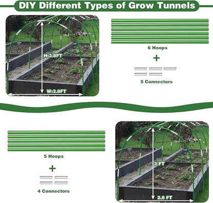 Garden Mesh Netting Kit, 10x33FT Ultra Fine Mesh Netting with 6 Sets Fiberglass Garden Hoops & 24 Clips for Raised Beds Vegetable Flowers Protection Barrier Plant Covers Net
