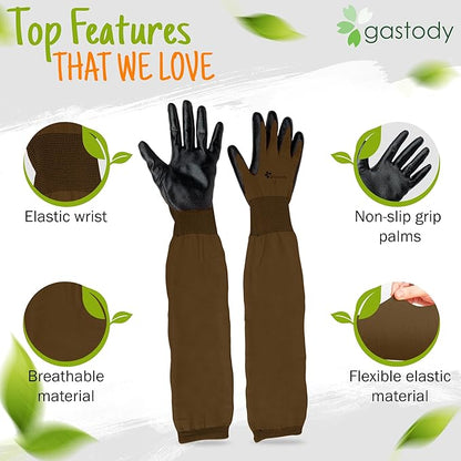 Gastody™ Long Sleeve Gardening Gloves Women and Men - Long Cuff Garden Gloves, Multipurpose Heavy Duty Outdoor and Indoor