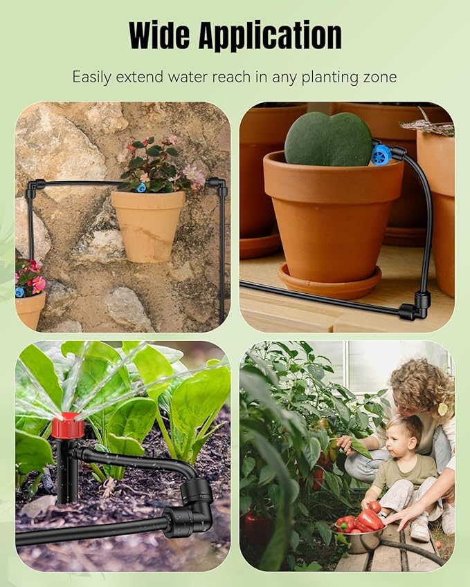 Pawfly 15 Pcs Quick Connect 1/4" Drip Irrigation Elbow Connectors, Anti-Leak Drip Irrigation Parts, Push-to-Fit 2-Way Elbows, Universal 90 Degree Elbow Fittings for 1/4 Inch Irrigation Tubing