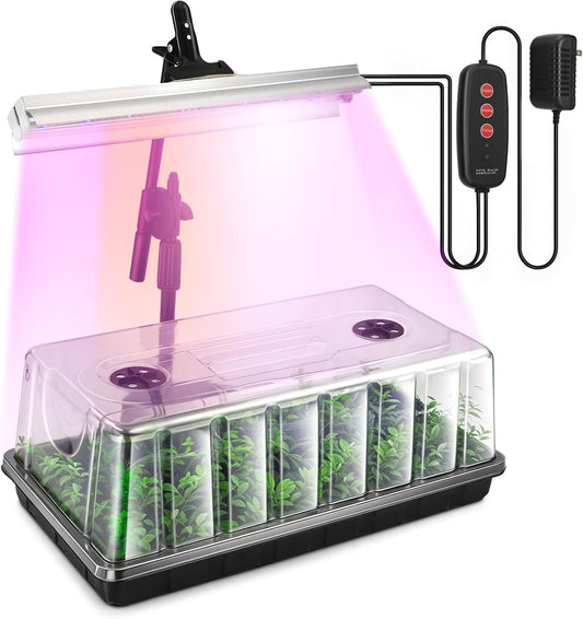 1020 Seed Starter Tray, Seed Starter Kit with Grow Lights, Seedling Trays Kit, 5.9 inch High Humidity Dome, 96 LED Grow Lights for Seedling, Indoor Seedling Starter Kit