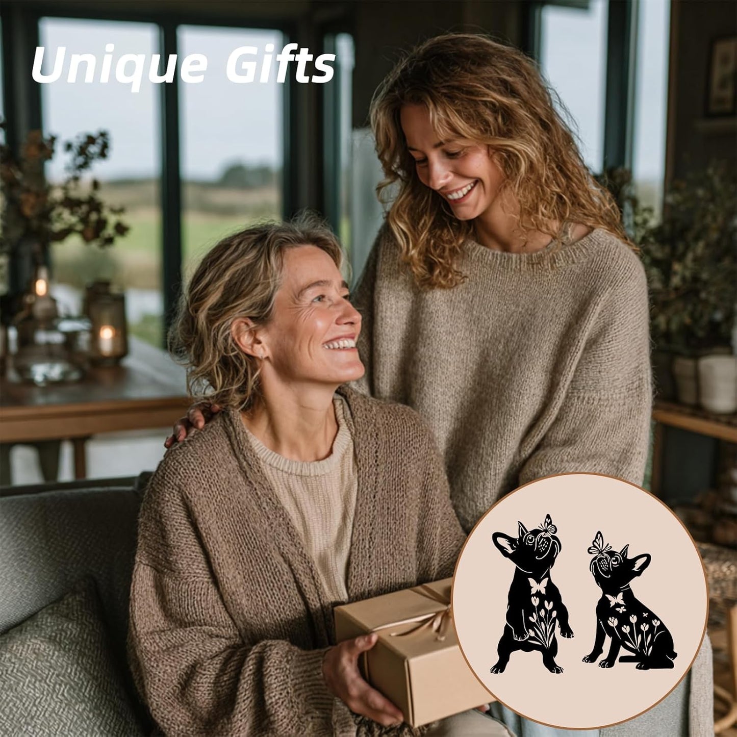 Metal Pug Garden Decor for Outside (2 Pack), 14" Yard Art Stakes,Unique Gift for Kitty Lovers, Outdoor Lawn Statues and Weather Resistant Yard Art