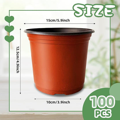 100 Pcs Plant Nursery Pots,6 Inch Thicker Plastic Seedling Pots with Holes,Seed Starting Pot Flower Plant Container for Succulents,Seedlings,Cuttings,Transplanting
