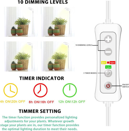 yadoker Halo Plant Grow Light, LED Growing Light Full Spectrum for Indoor Plants,Height Adjustable, Automatic Timer, 5V Low Safe Voltage,Idea for Small Plants