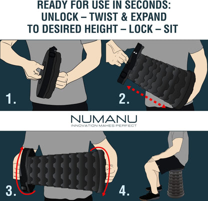 NUMANU 2025 Upgraded Collapsible Stool, 2.5"-18" Max 620lb Portable Folding Stool, Height Adjustable Retractable Telescopic Seat (2Pack Old-Gen Hard Seat + Accessories)