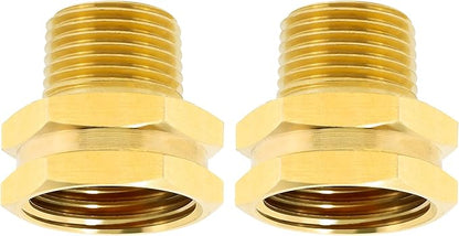 TAROSE 2 Pack Brass Garden Hose Adapter, 3/4” GHT Female x 1/2” NPT Male Connector, GHT to NPT Adapter Brass Hose Fitting,Brass Garden Hose to Pipe Fittings Connect