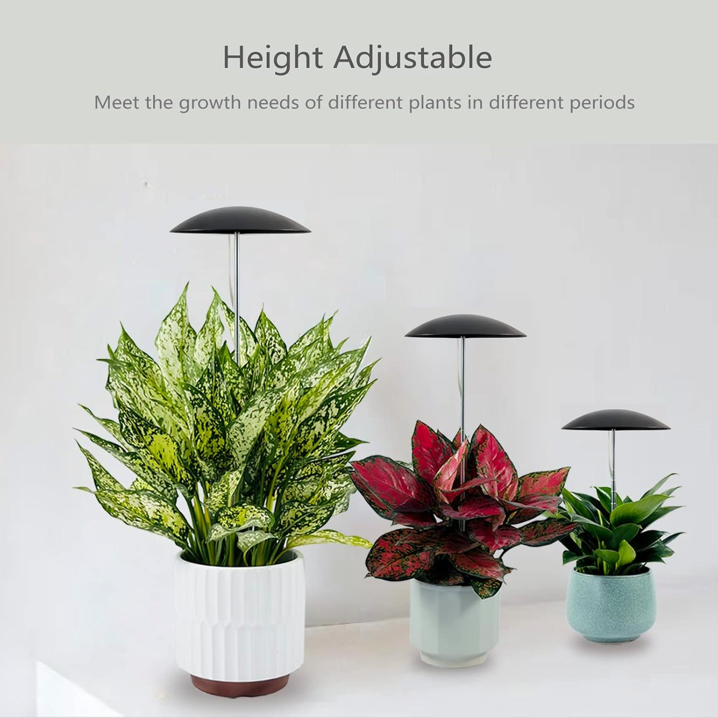 LED Grow Lights for Indoor Plants 2 Pack, Smart USB Small Full Spectrum Plant Lights with Remote, Height Adjustable, Auto On/Off Timer, Ideal for Home Decoration, Black