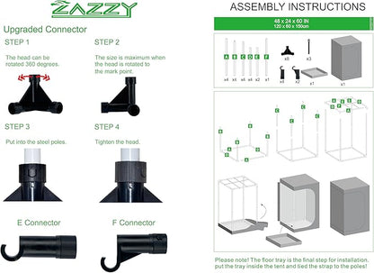 zazzy Tent for Plants Indoor, 48"x24"x60" Grow Tents Plant Tent 600D Mylar Reflective Grow Tent for Hydroponics Indoor Growing 4x2