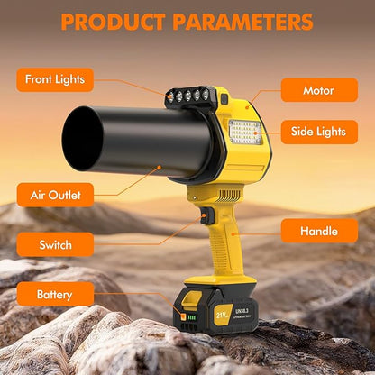 OGERY Leaf Blower Cordless with Lights, 21V Powerful Brushless Electric Leaf Blowers with 2 x 3.0Ah Batteries & Charger, 700CFM 900G Wind Pressure Handheld Blower for Lawn Care Yard Garden, Yellow